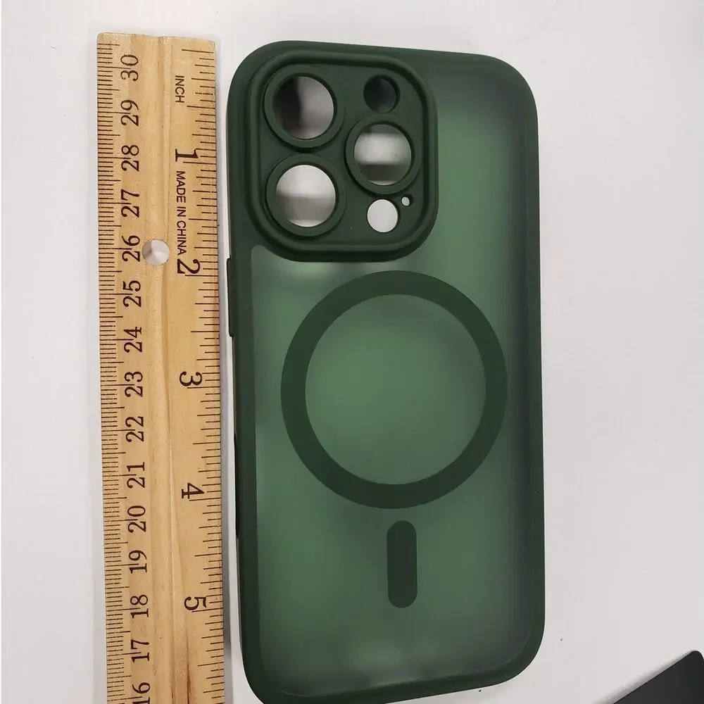 Magnetic Protective Case for Apple iPhone 16 Pro - Dark Green / Translucent